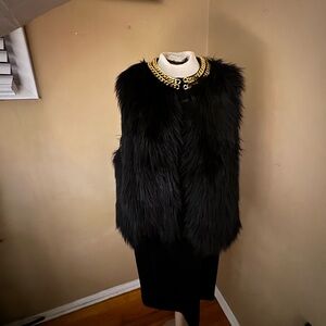 MICHAEL Michael Kors Black Vest with Gold Chain Accent